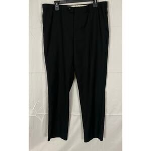 Men’s 100% Wool Dress Pants 35x28 Black No Pleat Tailored Business Slacks